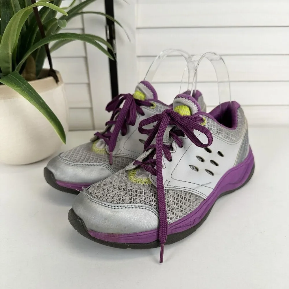 Vionic Venture Low Top Sneaker Silver Purple Arch Support Orthopedic Shoe Size 6
